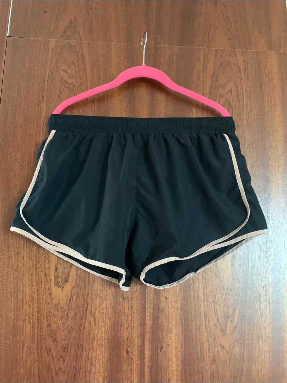 P.E Nation Black Athletic Shorts with Cream Piping